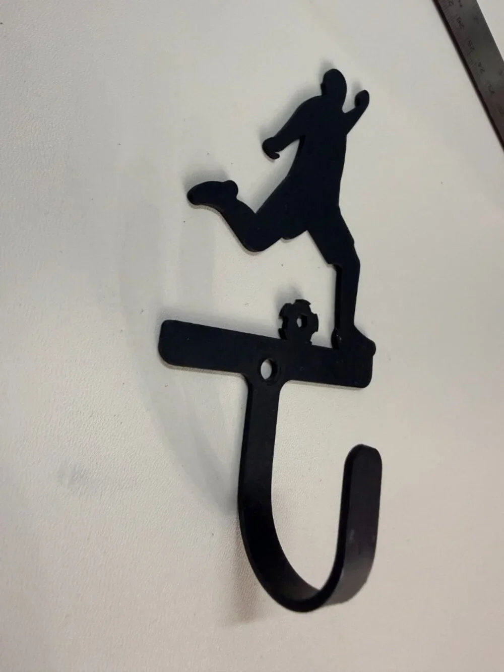 Wrought Iron Soccer Player Wall Hook Small 3.5